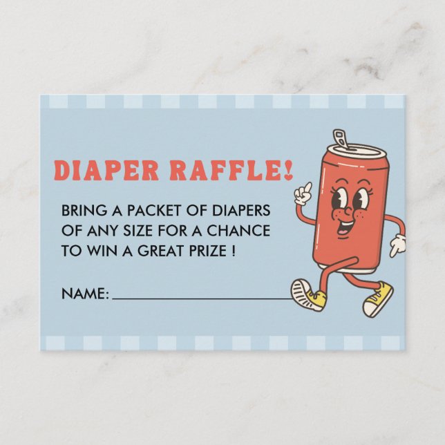 She Is Ready To Pop Blue Gingham Diaper Raffle Enclosure Card (Front)