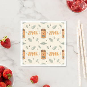 She Is Ready To Pop Orange Green Boho Kawaii Napkins