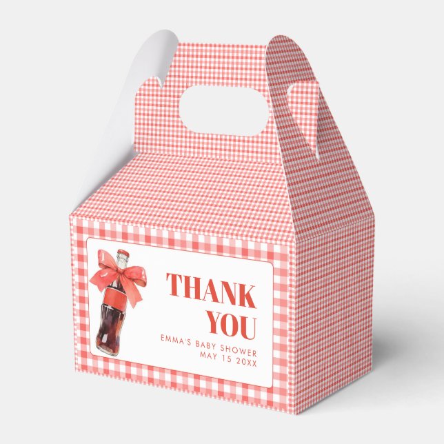 She Is Ready to Pop Red Soda Pop Baby Shower Favor Boxes (Front Side)