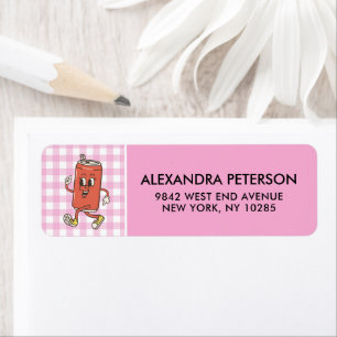 She Is Ready To Pop Retro Pink Gingham Soda Return Label