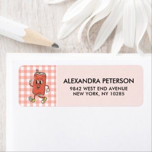 She Is Ready To Pop Retro Red Gingham Soda Return Label