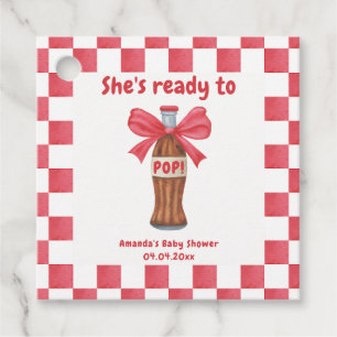 She is Ready to Pop Soda Bottle Baby Shower Favor Tags