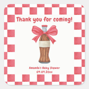 She is Ready to Pop Soda Bottle Baby Shower Square Sticker