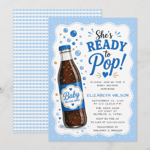 She is Ready To Pop Soda Bottle Boy Baby Shower Invitation