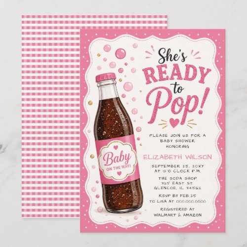 She is Ready To Pop Soda Bottle Girl Baby Shower Invitation