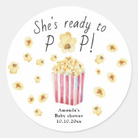 She is Ready to Pop Watercolor Popcorn Baby Shower
