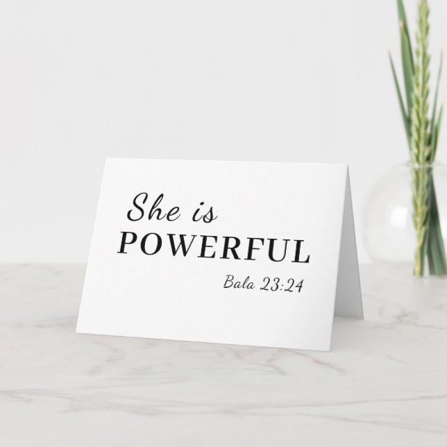 She is Strong Bible Verse Inspiration Card (Front)