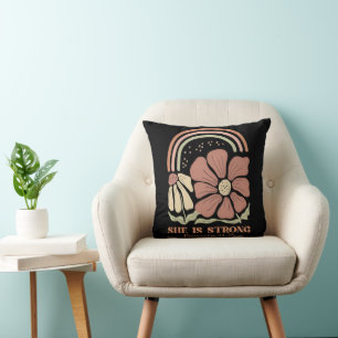 She is strong Bible Verse Throw Pillow