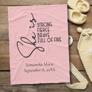 She is Strong Brave Fierce Full Fire Personalized Fleece Blanket