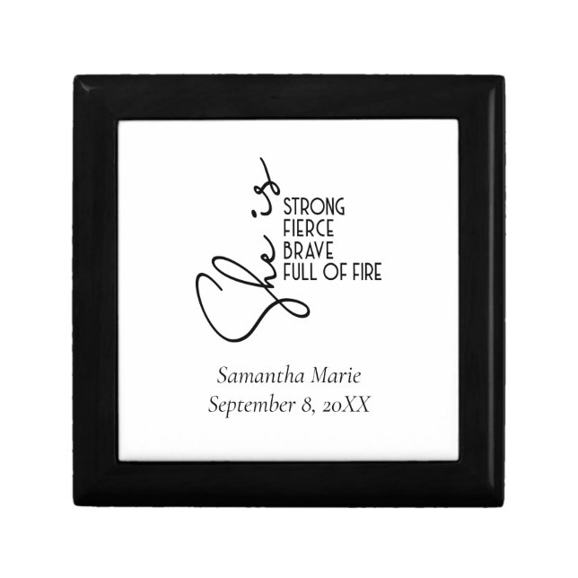 She is Strong Brave Fierce Full Fire Personalized  Gift Box (Front)