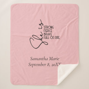 She is Strong Brave Fierce Full Fire Personalized Sherpa Blanket