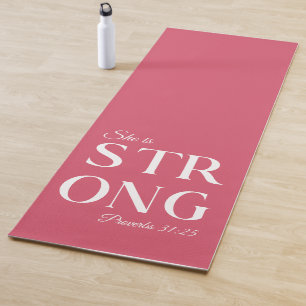 She is Strong Christian Quote Yoga Mat