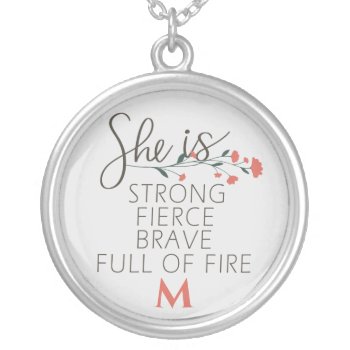 She Is Strong Fierce Brave Custom Name Silver Plated Necklace by DarkSkyDelights at Zazzle
