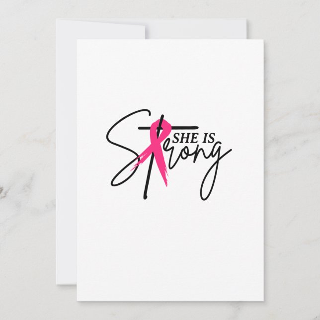 She Is Strong Pink Ribbon Save The Date (Front)