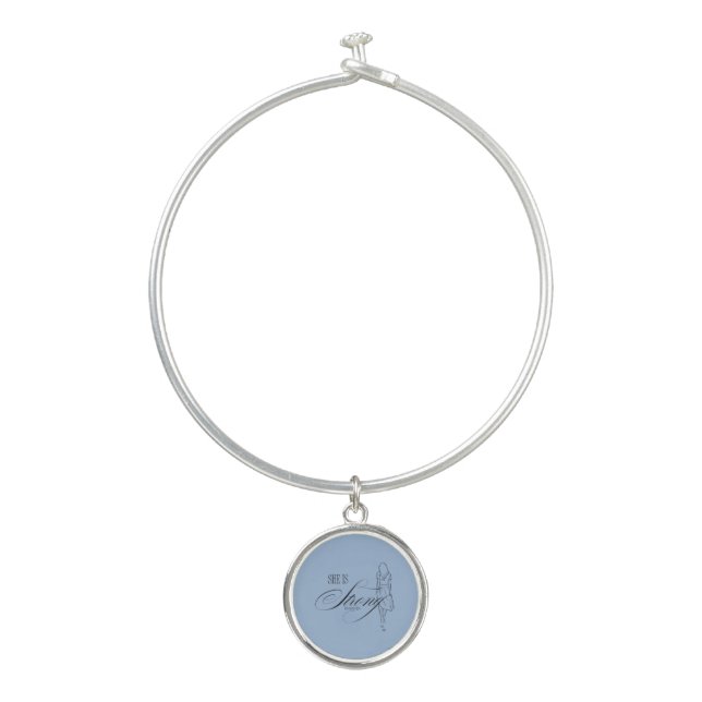 She is Strong Proverbs 31:25 Bangle Bracelet (Front)