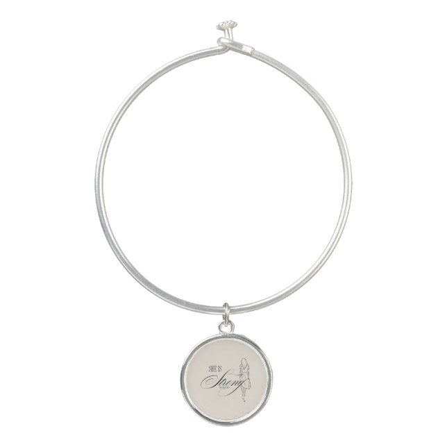 She is Strong Proverbs 31:25 Bangle Bracelet (Front)
