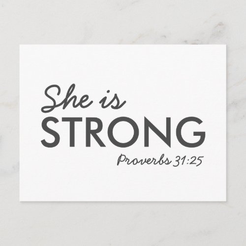 She is Strong  Proverbs 3125 Christian Faith Postcard