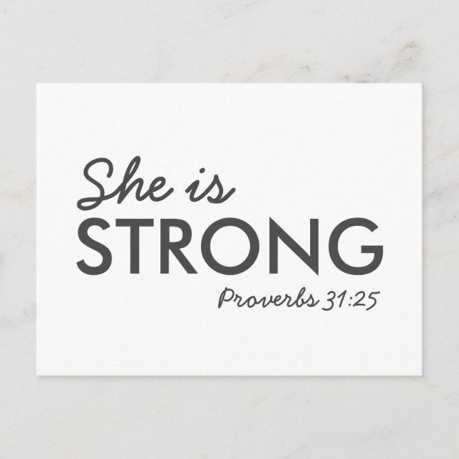 She is Strong | Proverbs 31:25 Christian Faith Postcard (Front)