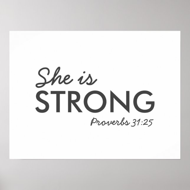 She is Strong | Proverbs 31:25 Christian Faith Poster (Front)