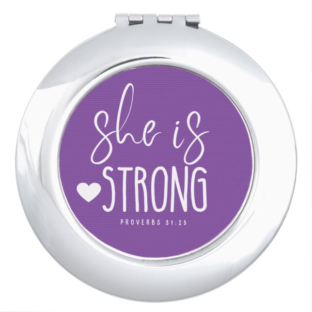 She is Strong Proverbs 31:25 Compact Mirror (Front)
