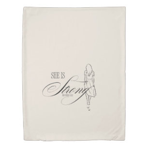 She is Strong Proverbs 31:25 Duvet Cover