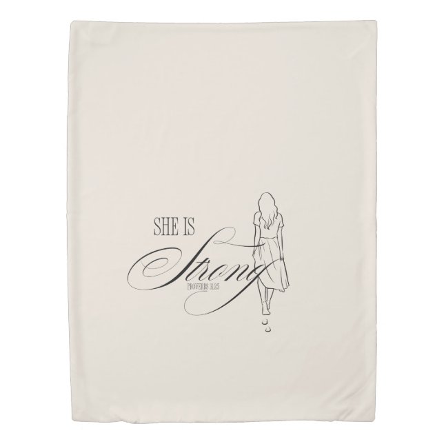 She is Strong Proverbs 31:25 Duvet Cover (Front)