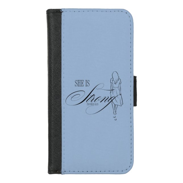 She is Strong Proverbs 31:25 iPhone Wallet Case (Front)