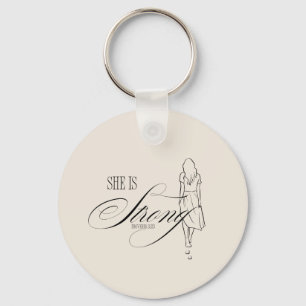 She is Strong Proverbs 31:25 Keychain