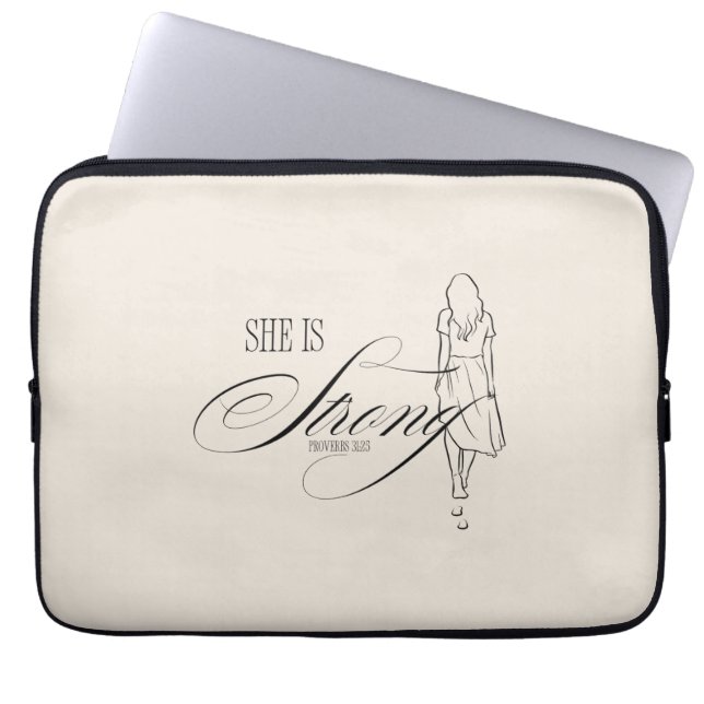 She is Strong Proverbs 31:25 Laptop Sleeve (Front)