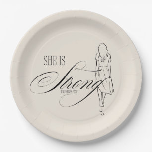 She is Strong Proverbs 31:25 Paper Plates