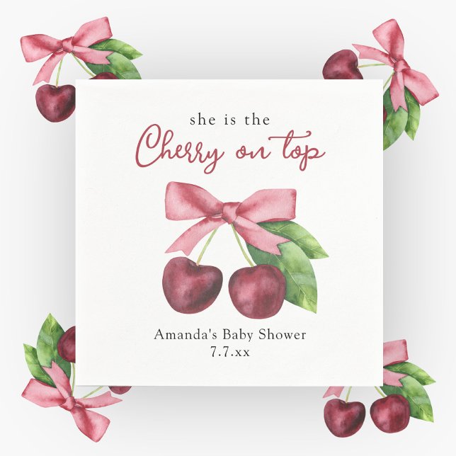 She is the cherry on top baby shower napkins (Creator Uploaded)