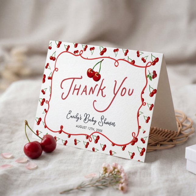 She is The Cherry on top Baby Shower Thank You Card (Creator Uploaded)