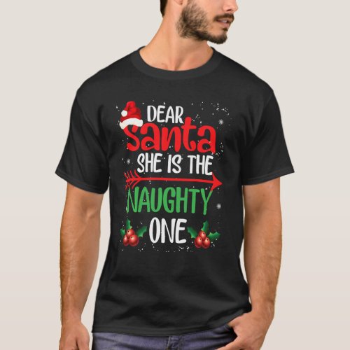 She Is The Naughty One Couples Matching Pajama Set T_Shirt