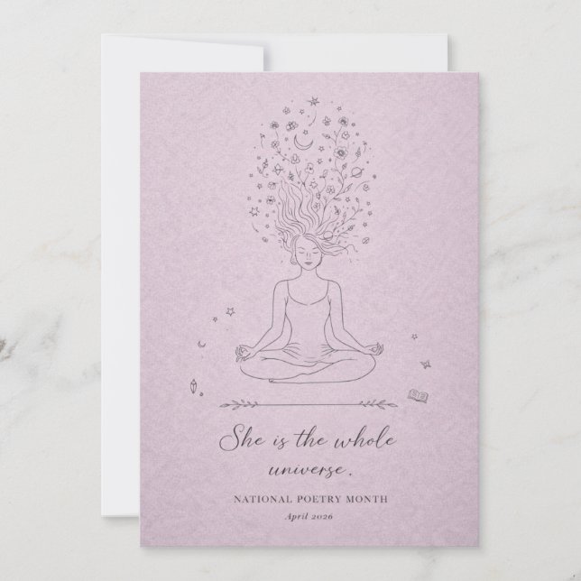 She Is The Whole Universe Celestial Woman Poetry Holiday Card (Front)