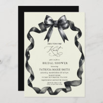 She is tying the knot black bow Bridal Shower Invitation