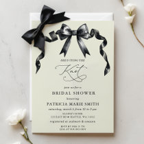 She is tying the knot black bow Bridal Shower Invitation