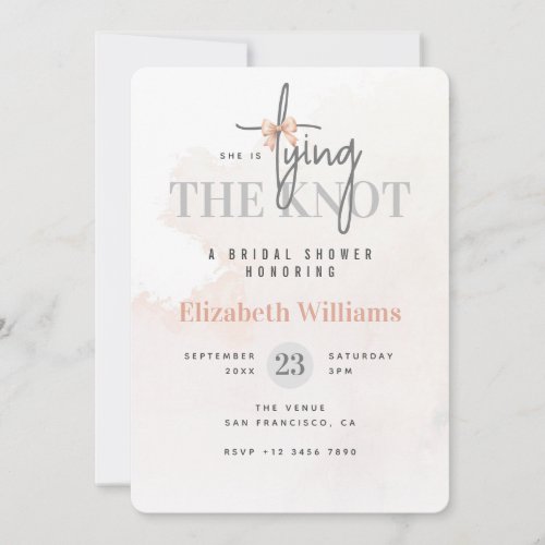 She Is Tying The Knot Blush Pink Bridal Shower Invitation