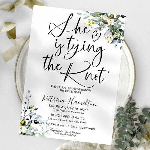 She Is Tying The Knot Bridal Shower Invitation