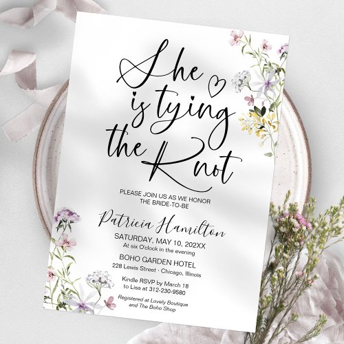She Is Tying The Knot Bridal Shower Invitation