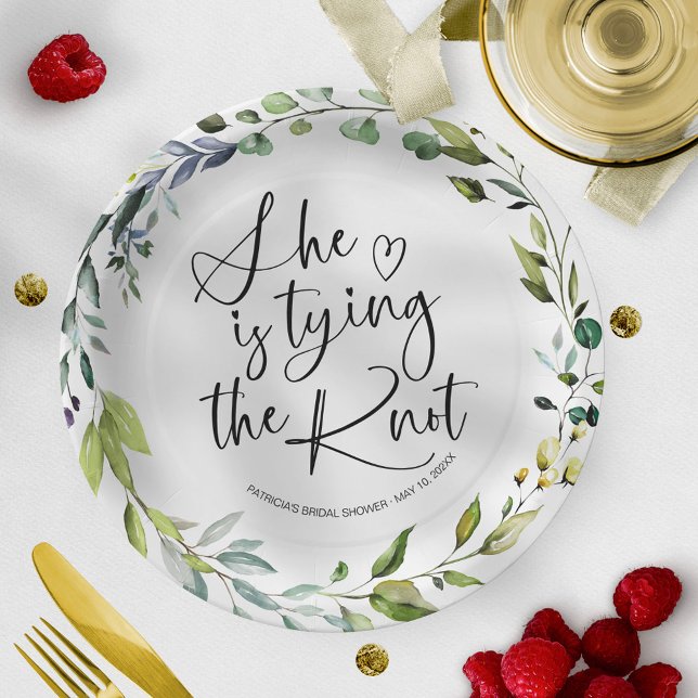 She Is tying The Knot Bridal Shower Paper Plates (Creator Uploaded)