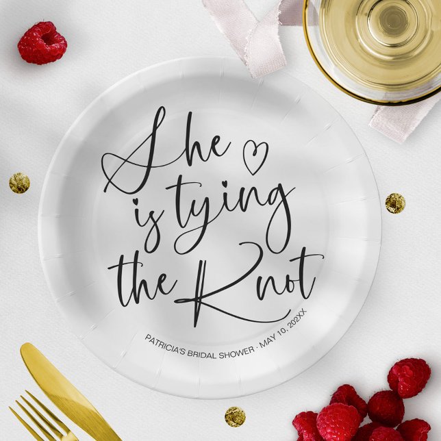 She Is tying The Knot Bridal Shower Paper Plates (Creator Uploaded)