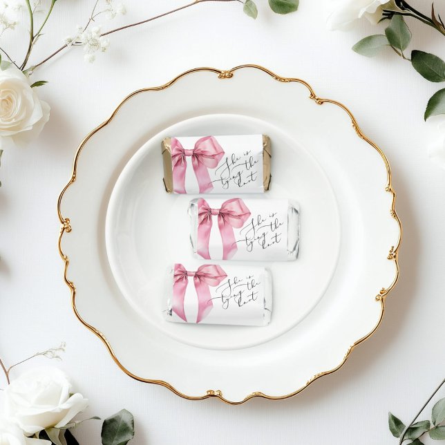 She is tying the knot Pink Bow bridal shower Hershey's Miniatures (Creator Uploaded)