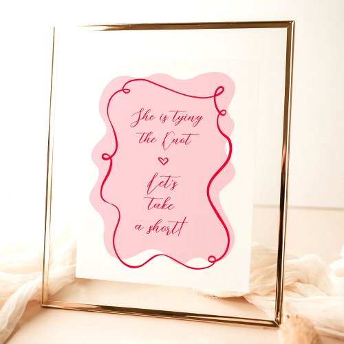 She is tying the knot take a short retro pink wavy poster