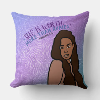 She Is Worth More Than Rubies Proverbs 3:15 Throw Pillow