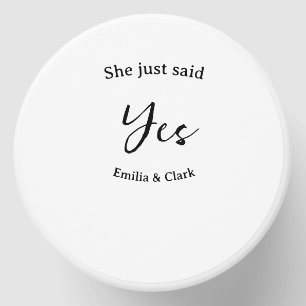 she just said yes engagement party name simple mii mini candle favors