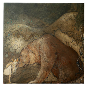 “She Kissed the Bear” by John Bauer Ceramic Tile