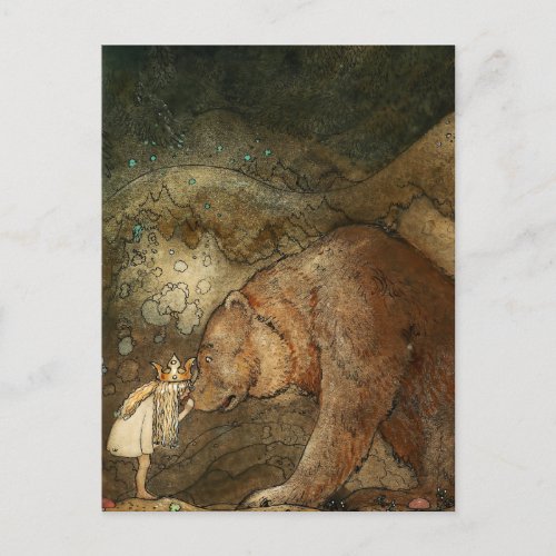 She Kissed the Bear by John Bauer Postcard