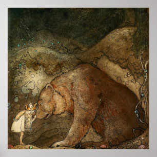 “She Kissed the Bear” by John Bauer Poster