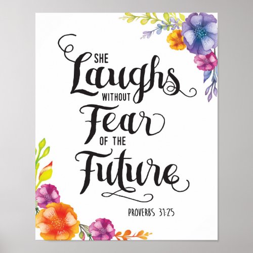 She Laughs without Fear of the Future Art Poster