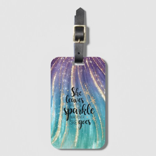 She Leaves A Little Sparkle Brushstrokes  Glitter Luggage Tag